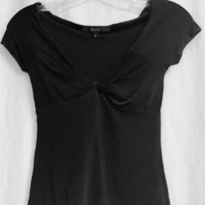 Auth GUCCI black top, size S, Black, pinched neck